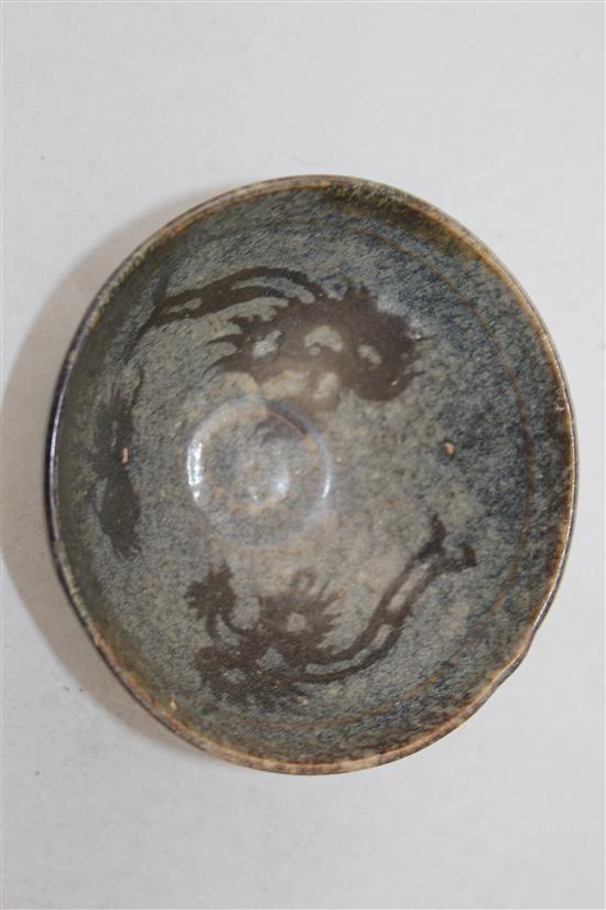 Two wucai jars, a Jizhou paper-cut bowl and a blue and white jar and cover, Song to late Qing dynasty,